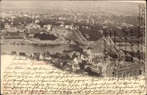 Ak Dresden Loschwitz Blasewitz, Panorama, Brücke