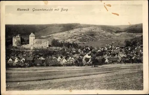 Ak Rieneck im Spessart Unterfranken, Gesamtansicht mit Burg