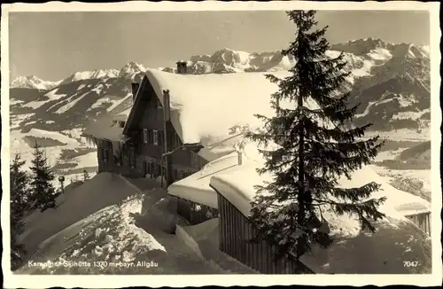 Ak Oberstdorf im Oberallgäu, Kemptner Ski Hütte, Winter