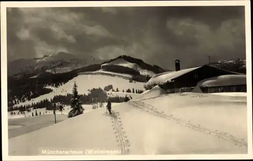 Ak Reit im Winkl Oberbayern, Winklmoos, Münchner Haus, Winter, Schnee