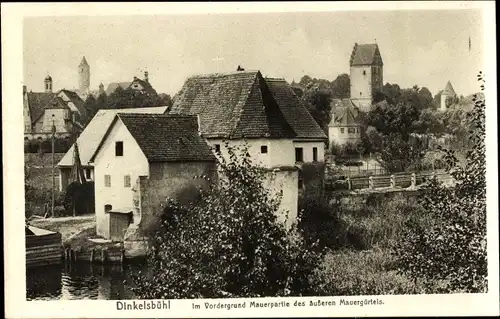 Ak Dinkelsbühl in Mittelfranken, Mauerpartie des äußeren Mauergürtels