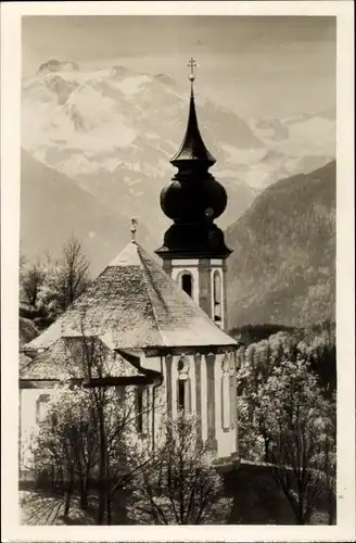 Ak Maria Gern Berchtesgaden in Oberbayern, Kirche, am Funten See, Grünseetauern, Schönfeldspitze