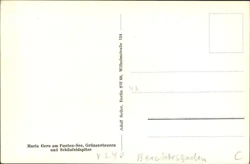 Ak Maria Gern Berchtesgaden in Oberbayern, Kirche, am Funten See, Grünseetauern, Schönfeldspitze