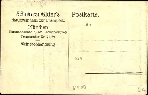 Ak München, Fliegeraufnahme von Schwarzwälders Naturweinhaus, Frauenkirche