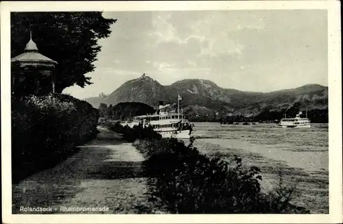 Ak Rolandseck Remagen am Rhein, Rheinpromenade, Schiffe