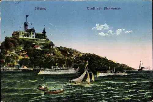 Ak Hamburg Altona Blankenese, Süllberg, Schiffe, Boote
