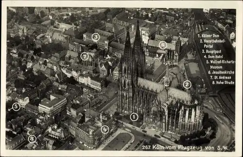 Ak Köln am Rhein, Dom, Hauptbahnhof, Hauptpost, Dom-Hotel, Wallraf Richartz Museum