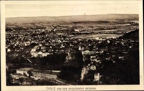 Ak Thale im Harz, Panorama von der Rosstrappe gesehen