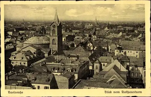 Ak Karlsruhe in Baden, Blick vom Rathausturm, Teilansicht