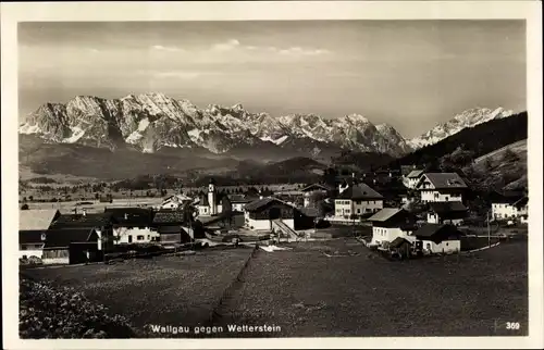 Ak Wallgau Oberbayern, Panorama gegen Wetterstein
