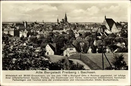 Ak Freiberg in Sachsen, Alte Bergstadt, Blick über die Stadt