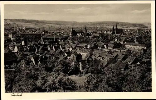 Ak Ansbach in Mittelfranken Bayern, Teilansicht