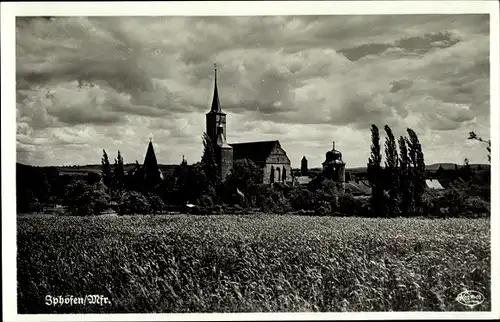 Ak Iphofen in Unterfranken, Ortspartie, Kirche