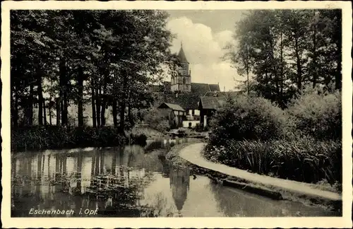 Ak Eschenbach in der Oberpfalz Bayern, Teilansicht, Wasserpartie