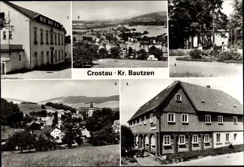 Ak Crostau Schirgiswalde Kirschau Oberlausitz, Zentralschule Elektronik, Krankenhaus, Cafe, Eisbar