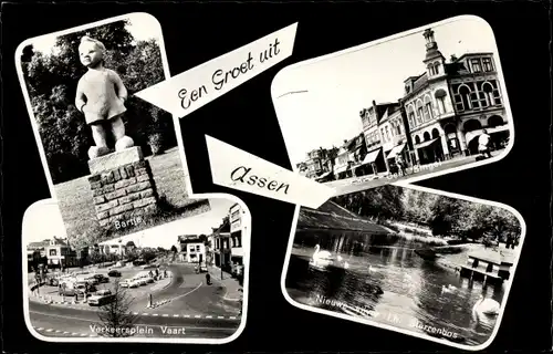 Ak Assen Drenthe Niederlande, Bartje, Singel, Verkeersplein