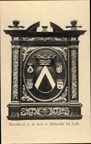 Wappen Ak Midwolde Groningen Niederlande, Wandbord in de kerk