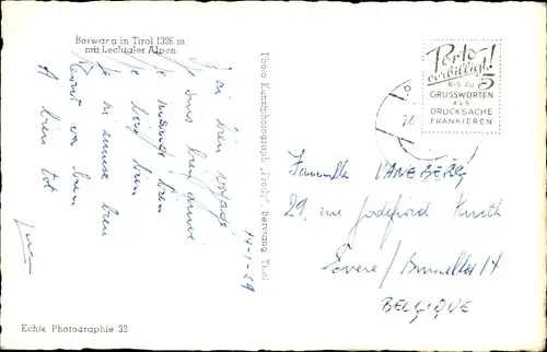 Ak Berwang in Tirol, Gesamtansicht mit Lechtaler Alpen