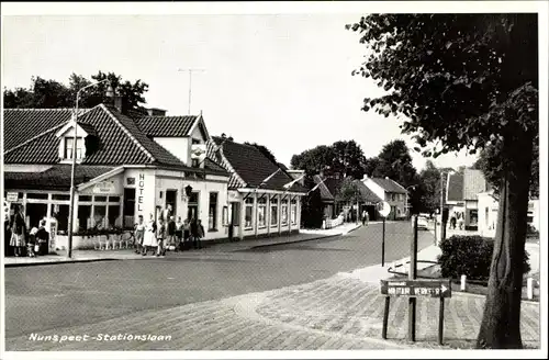 Ak Nunspeet Gelderland, Stationslaan, Hotel