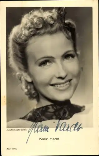Ak Schauspielerin Karin Hardt, Portrait, Autogramm