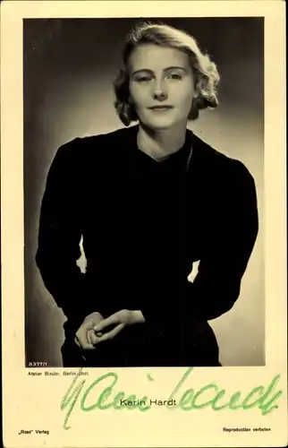 Ak Schauspielerin Karin Hardt, Portrait, Autogramm