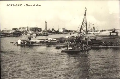 Ak Port Said Ägypten, General View