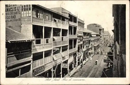 Ak Port Said Ägypten, Rue de Commerce, Modes, Coiffeur