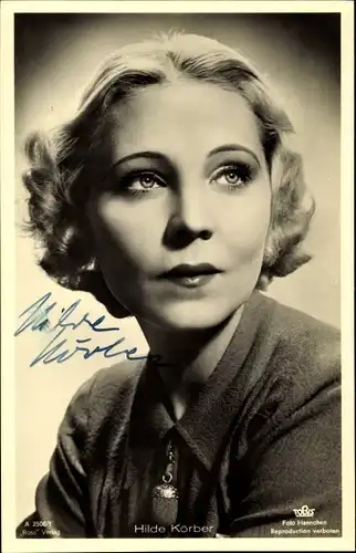 Ak Schauspielerin Hilde Körber, Portrait, Ross Verlag A 2506 1, Autogramm