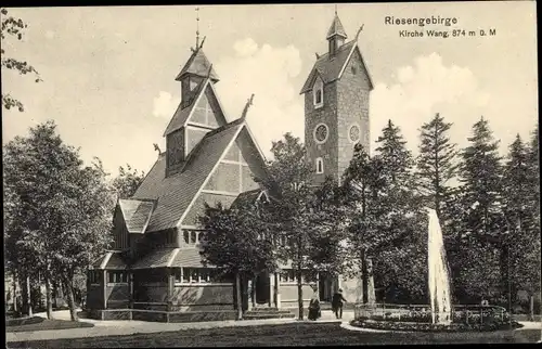 Ak Karpacz Górny Brückenberg Krummhübel Riesengebirge Schlesien, Kirche Wang