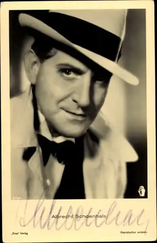 Ak Schauspieler Albrecht Schoenhals, Portrait mit Hut
