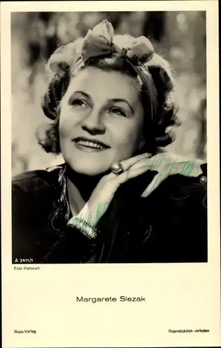 Ak Schauspielerin Margarete Slezak, Portrait, Autogramm