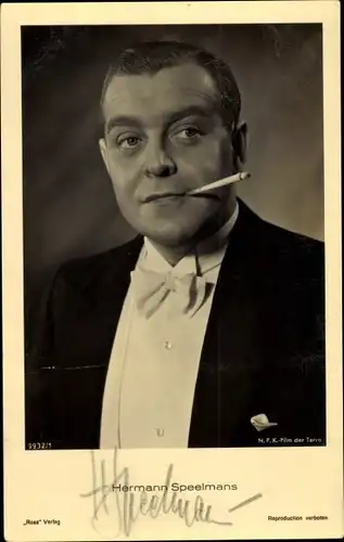 Ak Schauspieler Hermann Speelmans, Portrait, Zigarette