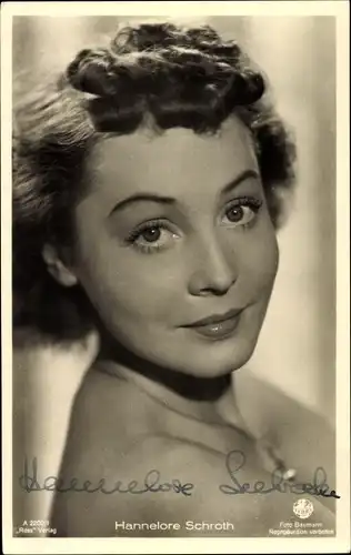 Ak Schauspielerin Hannelore Schroth, Portrait, Autogramm