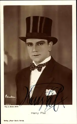 Ak Schauspieler Harry Piel, Portrait, Zylinder, Autogramm