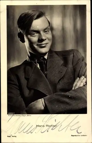Ak Schauspieler Hans Richter, Portrait, Autogramm