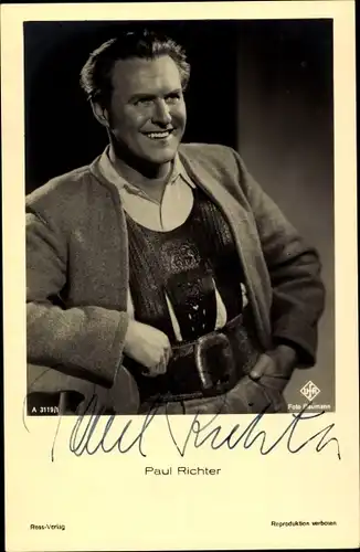 Ak Schauspieler Paul Richter, Portrait, Ross 3119/1, Autogramm