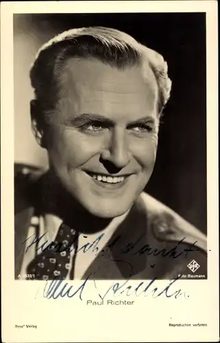 Ak Schauspieler Paul Richter, Portrait, Autogramm