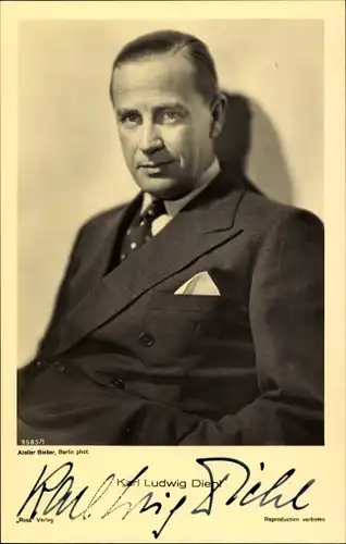 Ak Schauspieler Karl Ludwig Diehl, Portrait, Autogramm