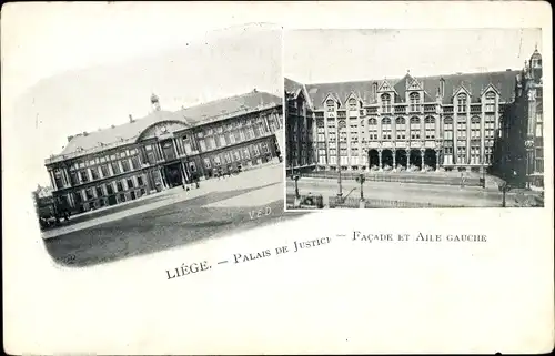 Ak Liège Lüttich Wallonien, Palais de Justice, Facade et Aile Gauche