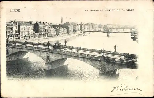Ak Liège Lüttich Wallonien, La Meuse au Centre de la Ville