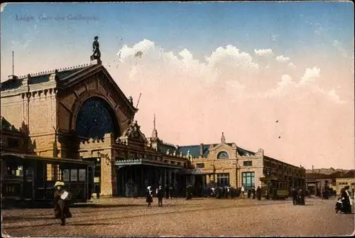 Ak Liège Lüttich Wallonien, Gare des Guillemins, Bahnhof, Straßenbahn