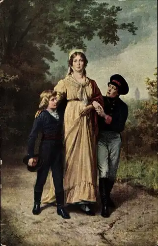 Künstler Ak Königin Luise von Preußen mit ihren Söhnen, Breslau Jahrhundertfeier 1913