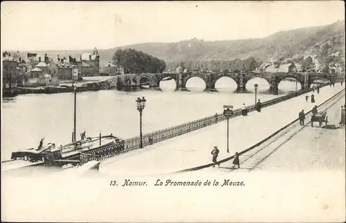 Ak Namur Wallonien, La Promenade de la Meuse