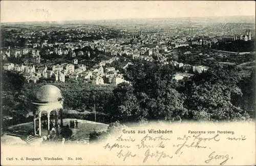 Ak Wiesbaden in Hessen, Panorama vom Neroberg