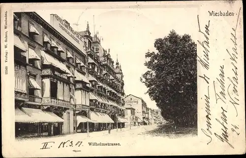 Ak Wiesbaden in Hessen, Wilhelmstraße, Hôtel du Nord, Hotel Metropole Themalbäder