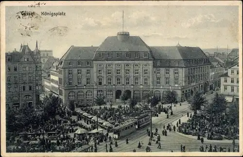 Ak Kassel in Hessen, Königsplatz, Markt, Straßenbahn