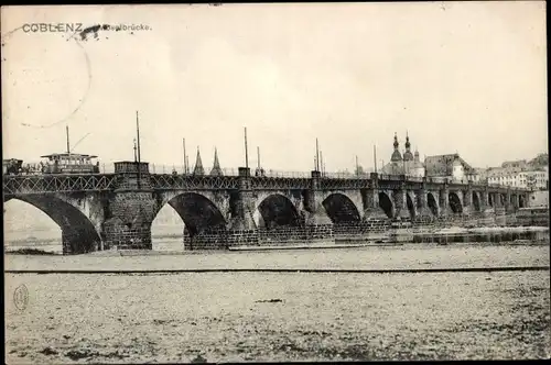 Ak Koblenz am Rhein, Moselbrücke