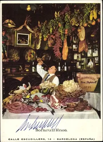 Ak Barcelona Katalonien Spanien, Restaurante Los Caracoles, Bofarull Hermanos, Calle Escudillers 14