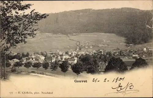Ak Couvet Val de Travers Kanton Neuenburg, Totalansicht