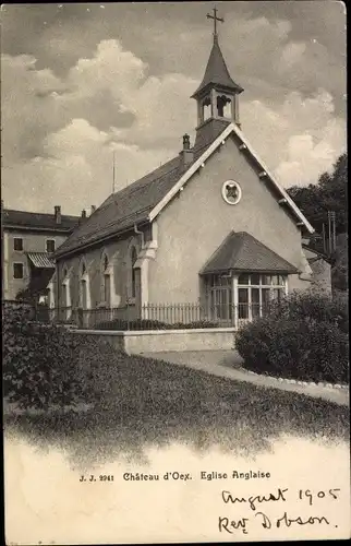 Ak Château d'Œx Oex Kanton Waadt, Église Anglaise